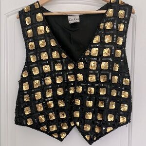 Vintage Black and Gold Sequined Vest